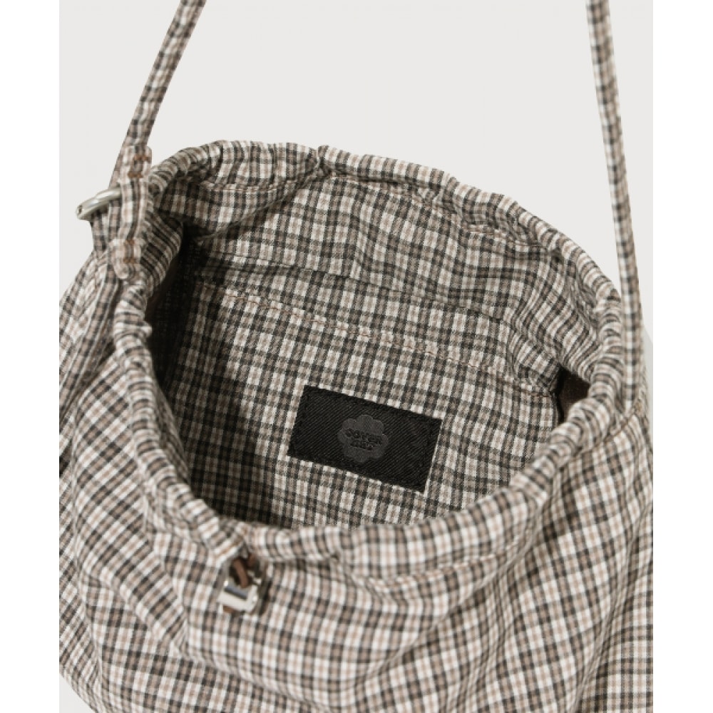 COVERNAT WOMAN クローバーハートチェックミニストリングバッグ Brown_5