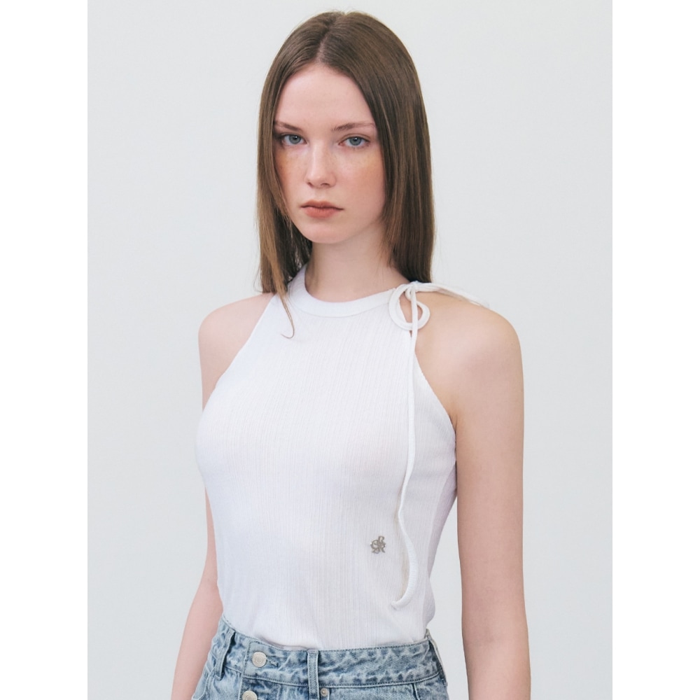 シティブリーズリブ編みリボンスリーブレスホワイト シティブリーズリブ編みリボンスリーブレスホワイト