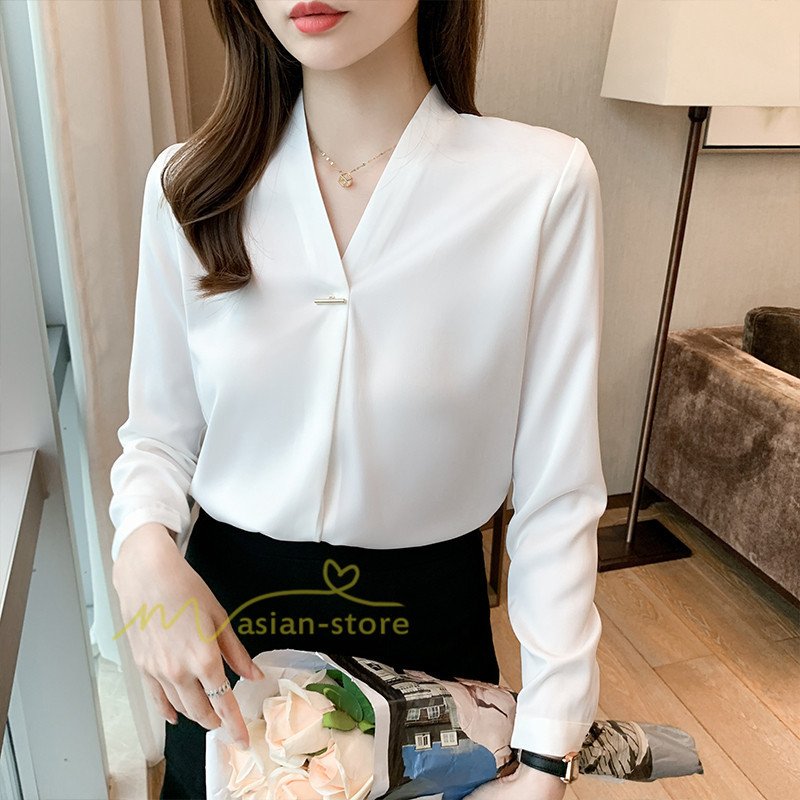 最大74 オフ ブラウス レディース シャツ 長袖 白 Vネック スーツ 秋 冬 オフィス 大人 チュニック 秋冬