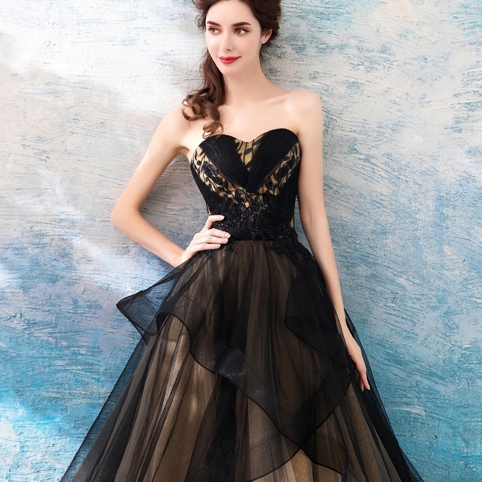 ドレス 衣装 ウエディングドレス 披露宴ドレス ロングドレス カラードレス チューブトップ 切り替えデザイン レースアップ 刺繡 シースルー ロング丈 フレア ステージドレス 発表会 かわいい