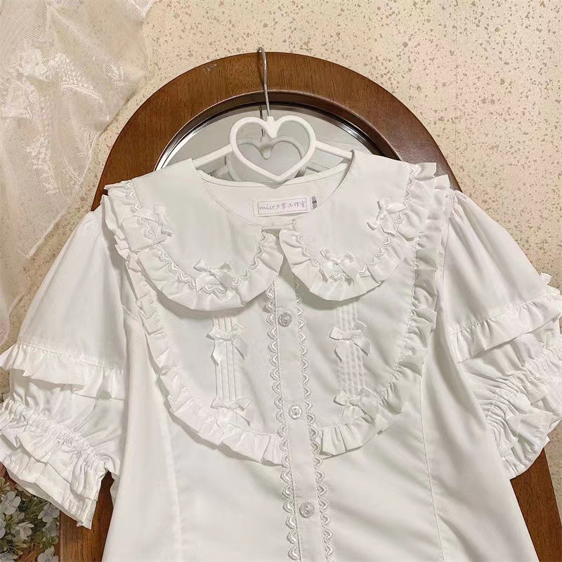 Lolita新品半袖インナー女子jskシャツロリータベビー襟レースインナープルオーバー半袖