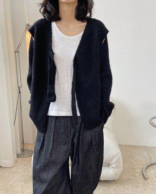 カーディガン レディース 秋冬 ニットカーディガン トップス ショート丈 ユニセックス 男女兼用 ショルダーストラップ Vネック スリット ウール 長袖 秋冬 新作 無地 お洒落 カジュアルスタイル