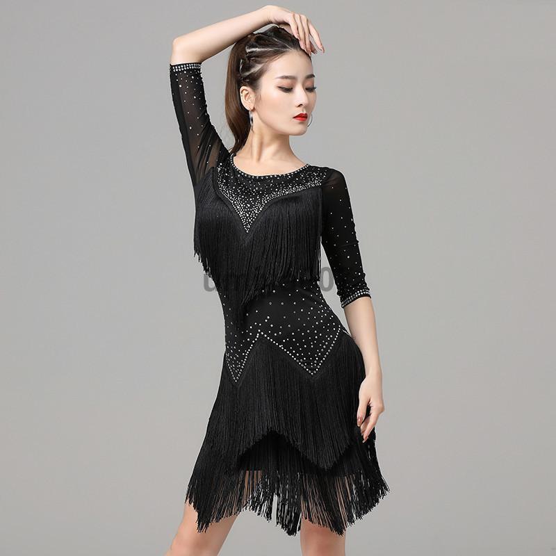 [ハロウィン]ダンス ワンピース ラテンダンス キラキラ 華やか レッスン ウエア レディース 練習着 社交ダンス 競技ダンス ダンス衣装 ドレス 美ライン