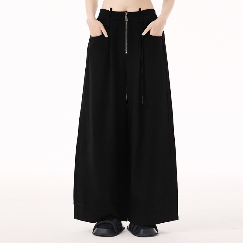 【J.Fashion】 ワイドパンツ ハイウエスト ジップ 秋夏 おしゃれ レディース スラックス 関連商品購入可能 メガ割