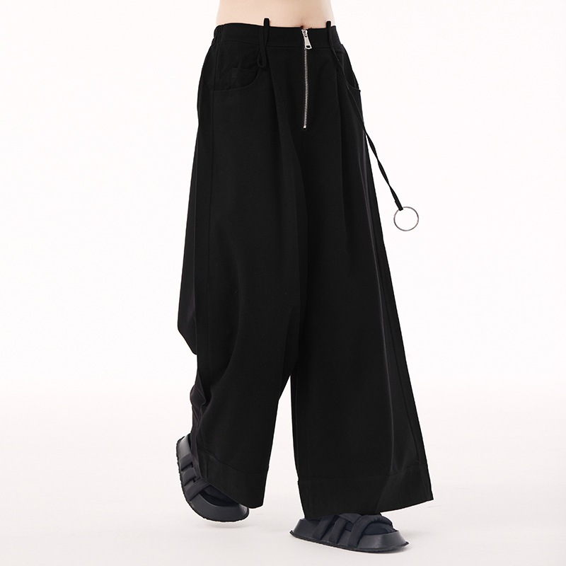 【J.Fashion】 ワイドパンツ ハイウエスト ジップ 秋夏 おしゃれ レディース スラックス 関連商品購入可能 メガ割