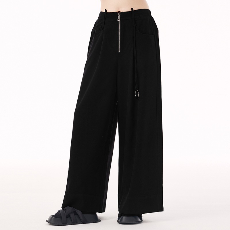 【J.Fashion】 ワイドパンツ ハイウエスト ジップ 秋夏 おしゃれ レディース スラックス 関連商品購入可能 メガ割