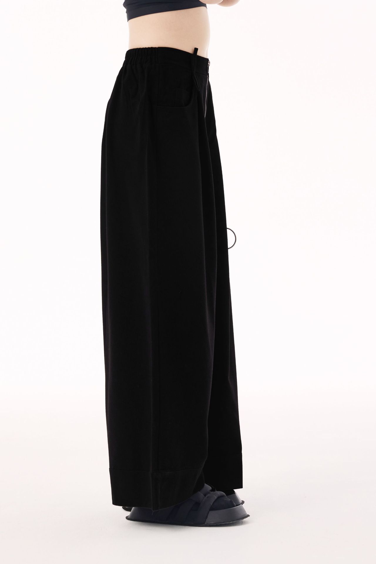 【J.Fashion】 ワイドパンツ ハイウエスト ジップ 秋夏 おしゃれ レディース スラックス 関連商品購入可能 メガ割