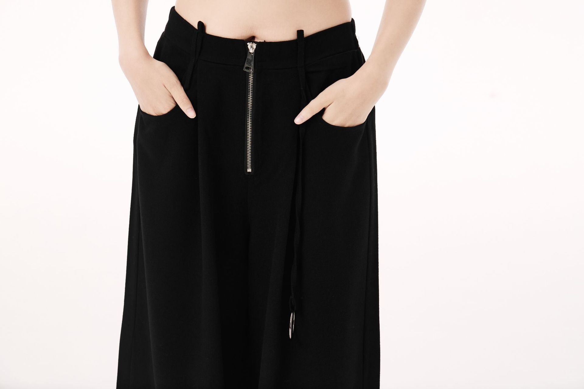 【J.Fashion】 ワイドパンツ ハイウエスト ジップ 秋夏 おしゃれ レディース スラックス 関連商品購入可能 メガ割