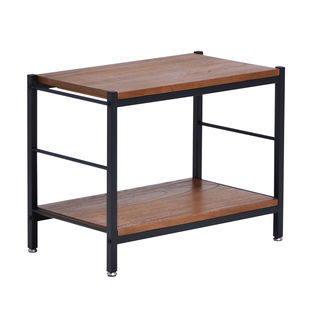 オープンラック 2段 ヴィンテージ調 天然木棚板 幅60cm ラック シェルフ 収納 棚 本棚 天然木 家具 桐 飾り棚 ディスプレイ 間仕切 木製 ブラックアイアン バイカラー