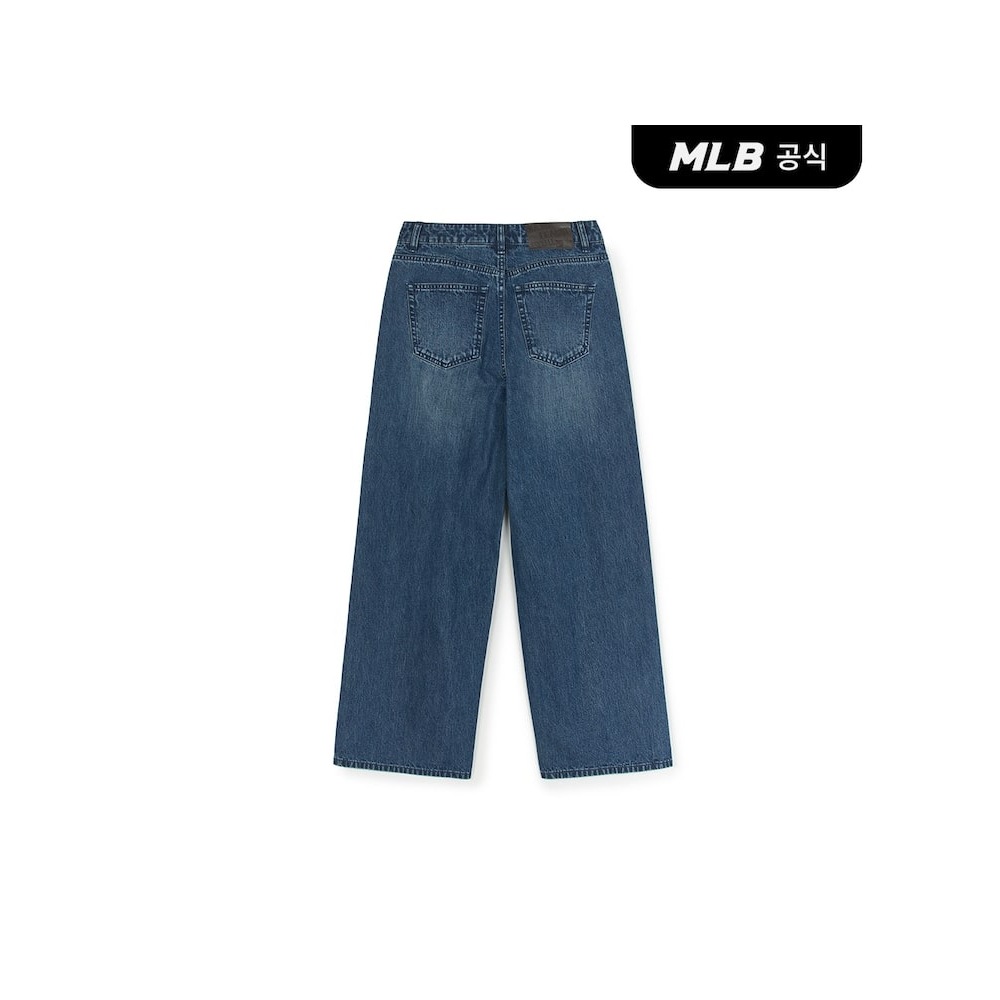 [MLB公式] 女性用ベーシックスモールロゴデストロイメガワイドデニムパンツ NY (インディゴ) QHHC3FDPB0254-50INS