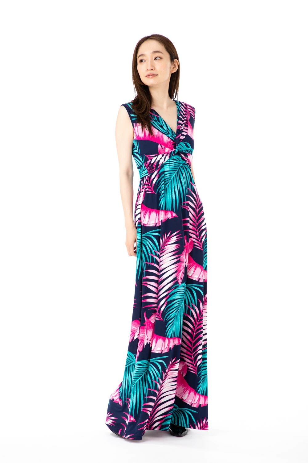 ファス(FAS)ワンピース T2 T3 T4サイズ ノースリーブ ロング丈 花柄 Vネック きれいめワンピース レディース Fille A Suivre インポートワンピース ファス(FAS)ワンピース T2 T3 T4サイズ ノースリーブ ロング丈 花柄 Vネック きれいめワンピース レディース Fille A Suivre インポートワンピース