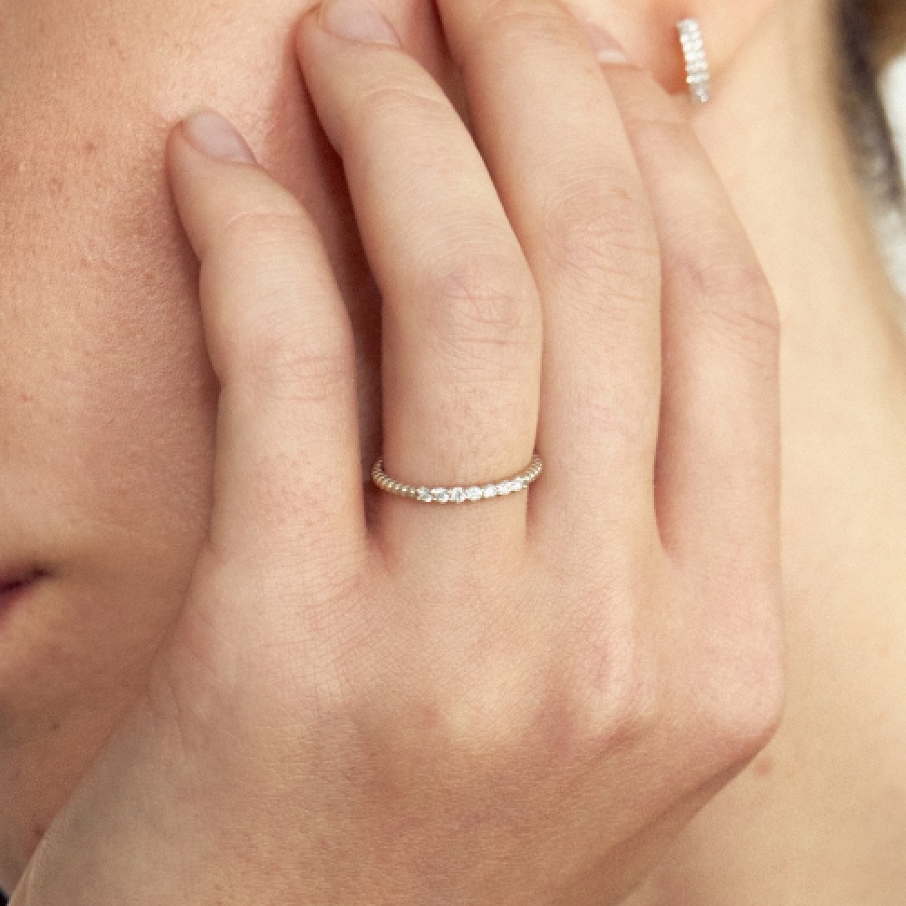 LUNNE 14k セブンダイヤモンドパヴェラインボールリング 14K ゴールド LCR06 LUNNE 14k セブンダイヤモンドパヴェラインボールリング 14K ゴールド LCR06