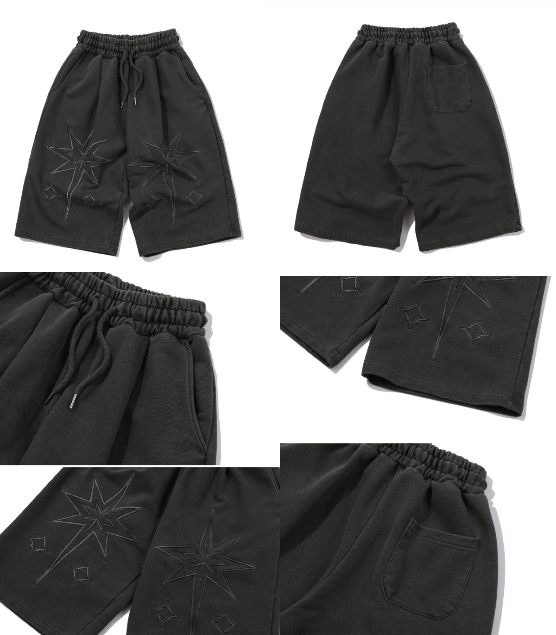 バミューダ スター ピグメント スウェットショーツ スモークブラック　UNISEX