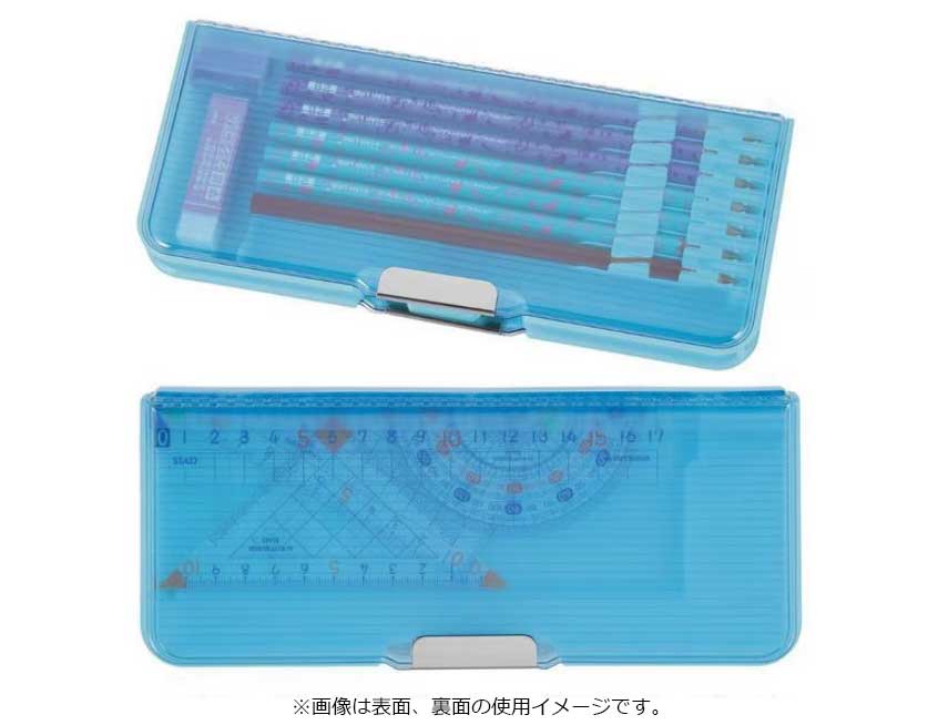 （まとめ買い）マグネット筆入 ピッタントン クリア 2ドア 筆箱 ペンケース パープル CH211PU [x3]