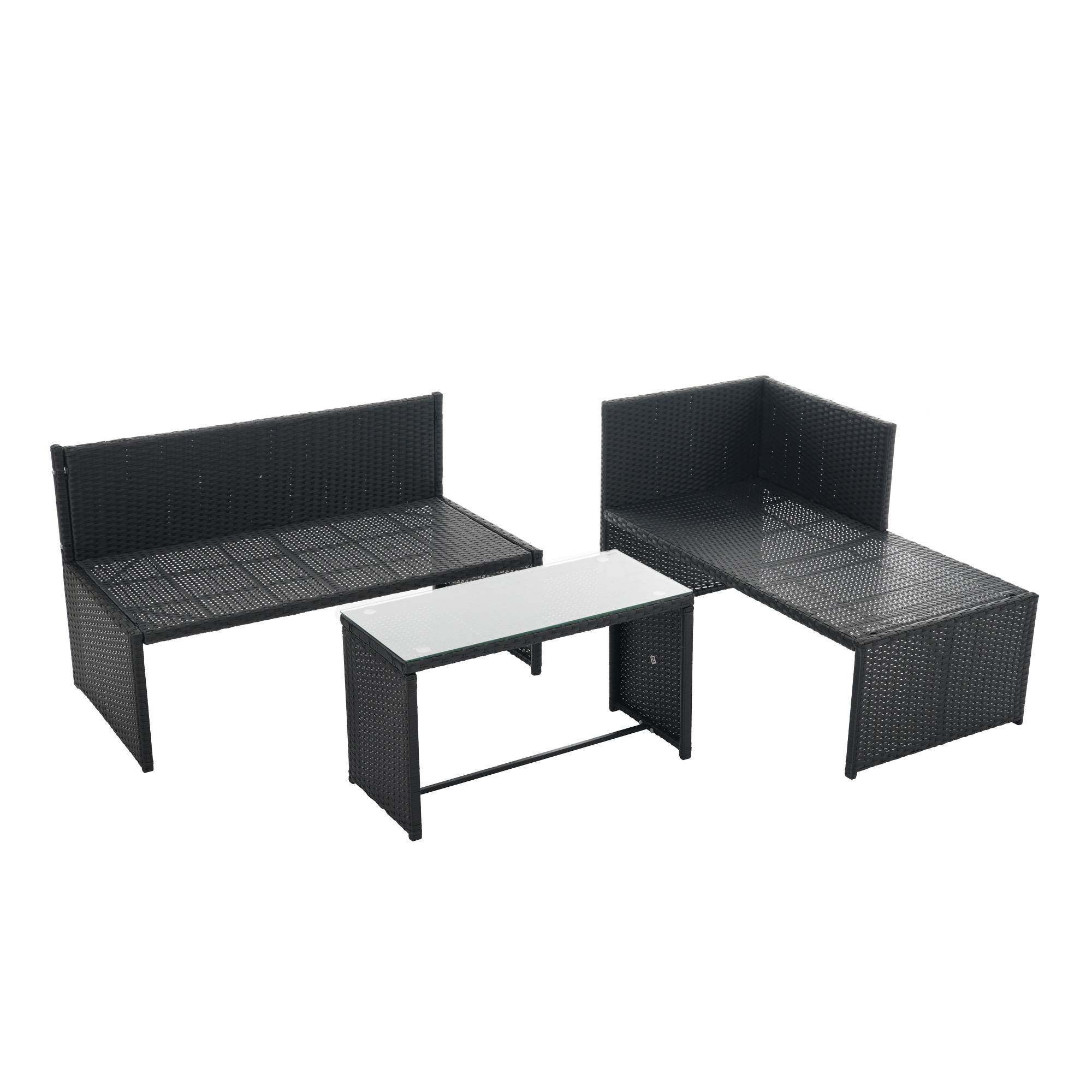 ラタン調ガーデンファニチャーセット ガーデンテーブルセット ガーデンチェアー 家具 樹脂 ホテル カフェ ベランダ テラス 屋外家具 高級 ソファ 【本体ブラック+クッショングレー】 ラタン調ガーデンファニチャーセット ガーデンテーブルセット ガーデンチェアー 家具 樹脂 ホテル カフェ ベランダ テラス 屋外家具 高級 ソファ 【本体ブラック+クッショングレー】