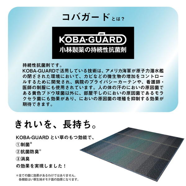 ラグ 小林製薬 持続性抗菌剤 KOBA-GUARD 制菌 滑り止め 不織布 夏 い草 ブラウン 約1