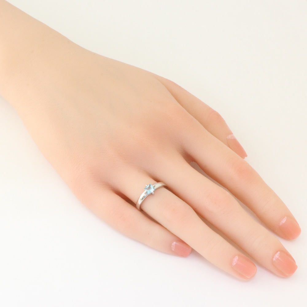 リング 指輪 10号 Pt900プラチナ ブルートパーズ 中古 美品