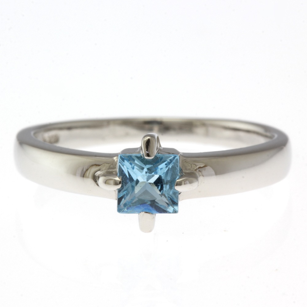 リング 指輪 10号 Pt900プラチナ ブルートパーズ 中古 美品