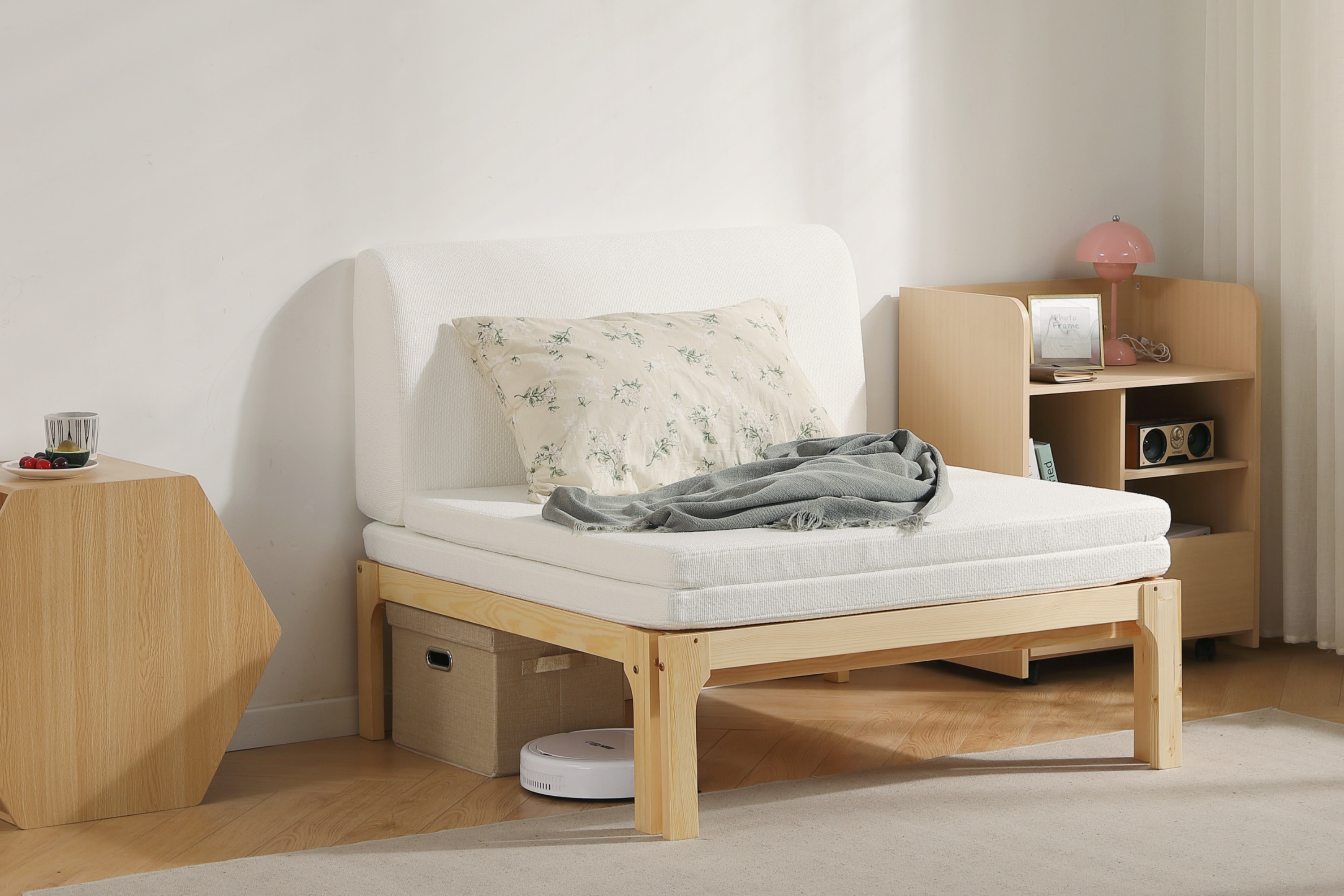 【本日限り激安SALE】ディベッド ソファベッド シングル 天然木製 伸長式ベッド ベッドフレーム 伸縮 下収納 おしゃれ 2way 天然木 来客用 リビング パイン材 すのこ仕様