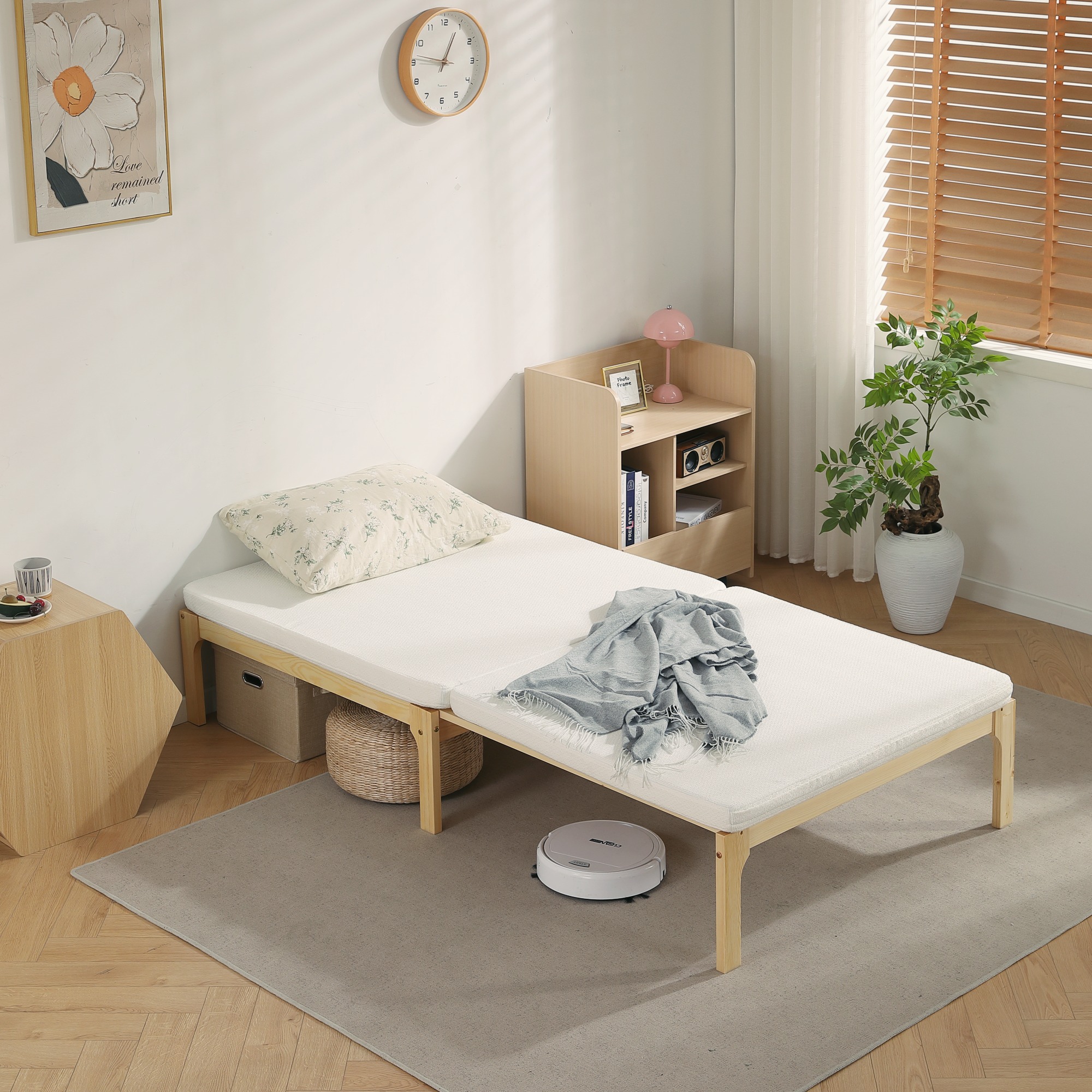 【本日限り激安SALE】ディベッド ソファベッド シングル 天然木製 伸長式ベッド ベッドフレーム 伸縮 下収納 おしゃれ 2way 天然木 来客用 リビング パイン材 すのこ仕様