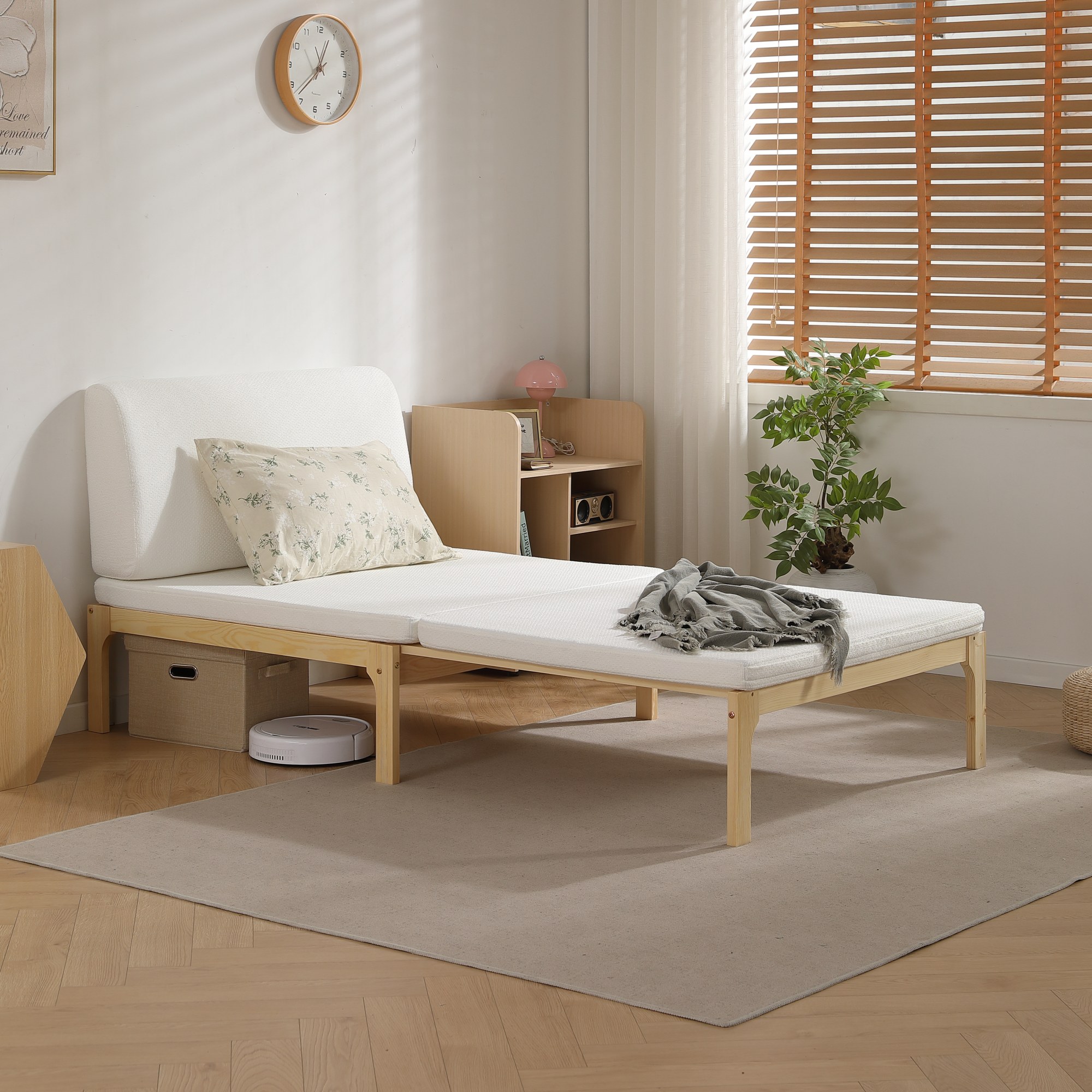 【本日限り激安SALE】ディベッド ソファベッド シングル 天然木製 伸長式ベッド ベッドフレーム 伸縮 下収納 おしゃれ 2way 天然木 来客用 リビング パイン材 すのこ仕様