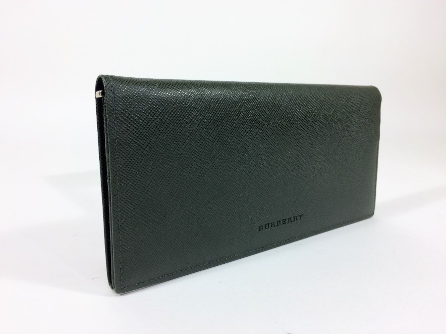 長財布 レザー ディープグリーン 中古品