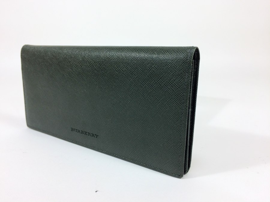 長財布 レザー ディープグリーン 中古品