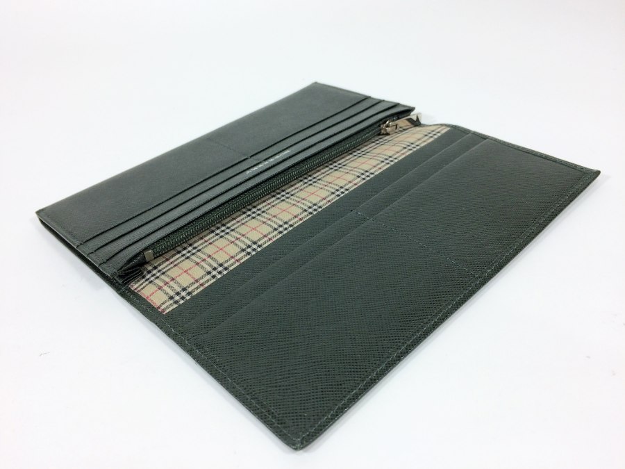 長財布 レザー ディープグリーン 中古品