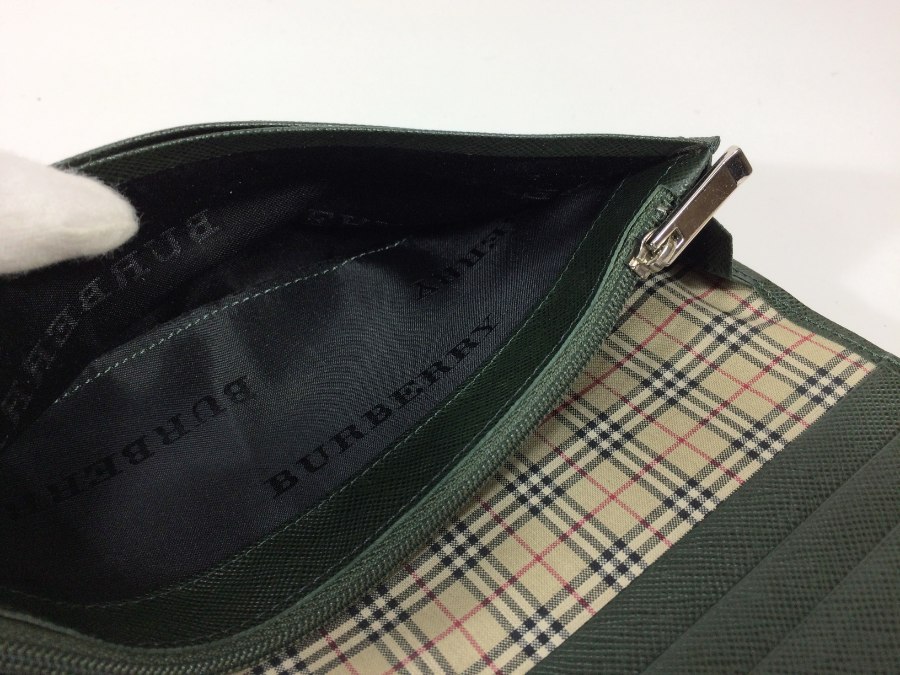 長財布 レザー ディープグリーン 中古品