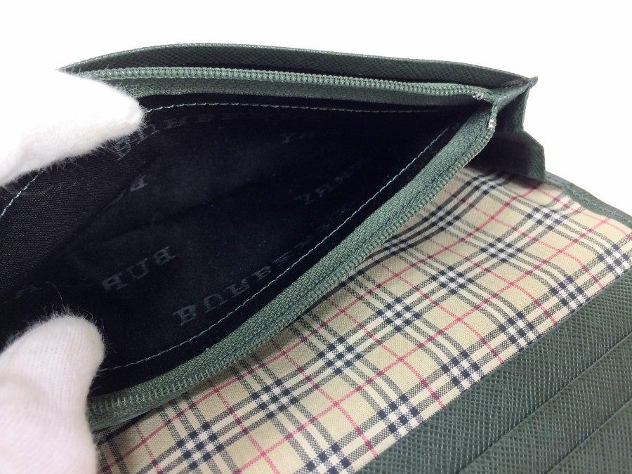 長財布 レザー ディープグリーン 中古品