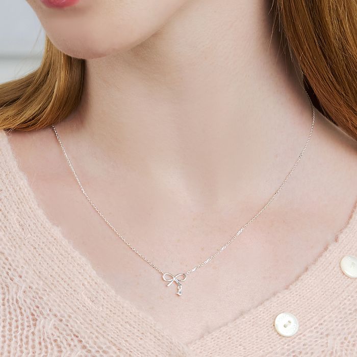 [silver925] dangle ribbon necklace おしゃれ アイドル愛用ブランド 韓国人気 韓国ファッション
