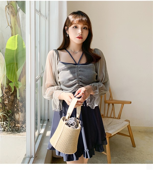 ワンピース水着 ぽっちゃり 水着 服みたいな 韓国風 大きいサイズ 体型カバー 露出控えめ 可愛い 長袖 おしゃれ ショートパンツ ビーチ 夏 リゾート 海 プール 温泉 オールインワン オトナ女子