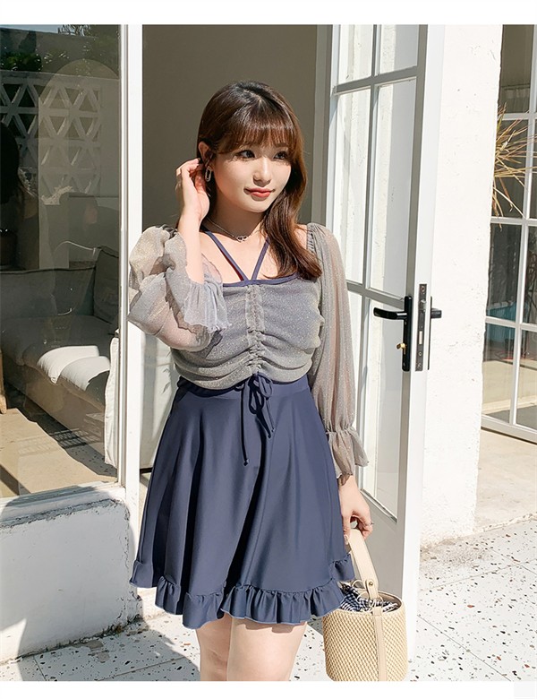 ワンピース水着 ぽっちゃり 水着 服みたいな 韓国風 大きいサイズ 体型カバー 露出控えめ 可愛い 長袖 おしゃれ ショートパンツ ビーチ 夏 リゾート 海 プール 温泉 オールインワン オトナ女子