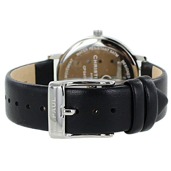 クリスチャンポール 時計 レディース 腕時計 手表 35mm ラグゼ クリスタル 白文字盤 ブラックレザー 黒 天然皮革 SWL-05 カップル 女性 時計 誕生日プレゼント ポイント消化
