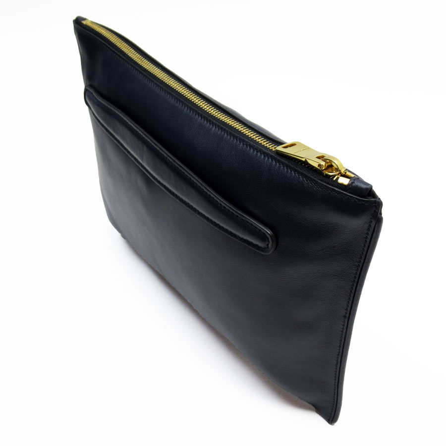 ミュウミュウ MIUMIU クラッチバッグ レザー/メタル ネイビー/ゴールド ユニセックス w0877k
