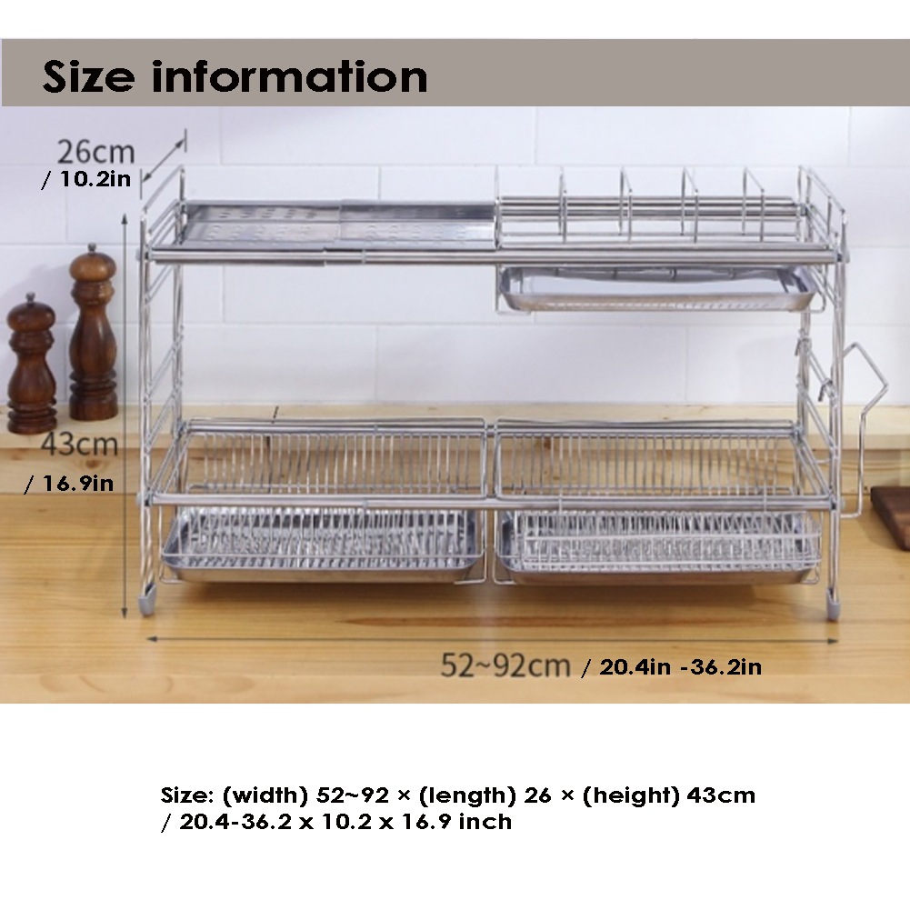 Casero 食器乾燥ラック ステンレス2段 便利な幅調節 52cm92cm [並行収入]
