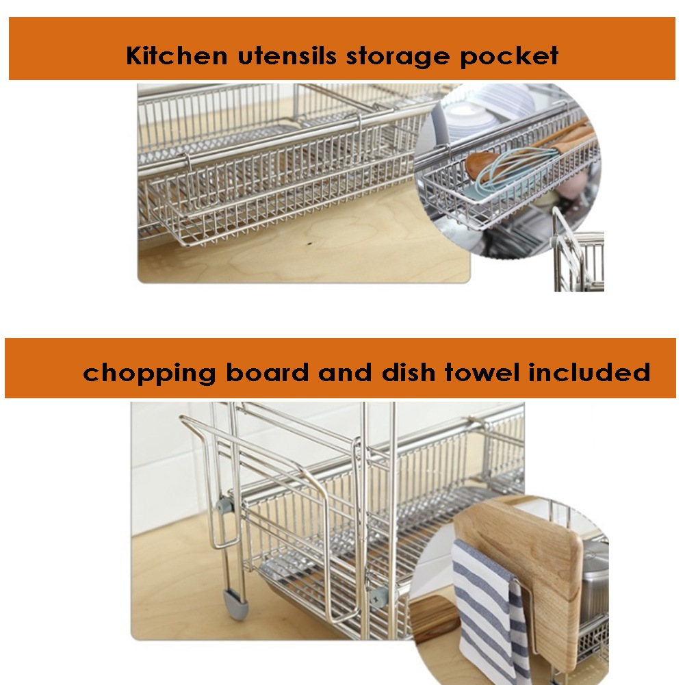 Casero 食器乾燥ラック ステンレス2段 便利な幅調節 52cm92cm [並行収入]