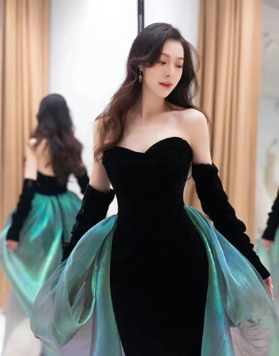 黒ベルベット リボン結び 袖なしの礼服 蛍です バタフライ マーメイドドレス イブニングドレス 結婚式 二次会 花嫁 披露宴 演奏会 発表会 卒業会 黒ベルベット リボン結び 袖なしの礼服 蛍です バタフライ マーメイドドレス イブニングドレス 結婚式 二次会 花嫁 披露宴 演奏会 発表会 卒業会