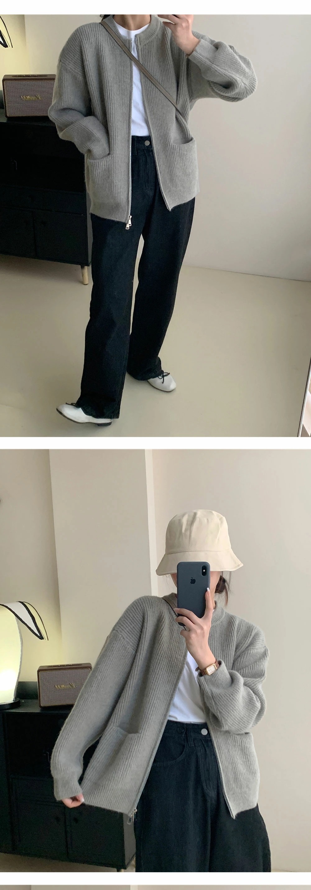 , ニットジャケット カーディガン ニットカーディガン ダブルジップ付き レディース ニット カーディガン 秋 ジップ付き トップス ニットウェア おしゃれ 無地 シンプル あたたか 体型カバー 保温