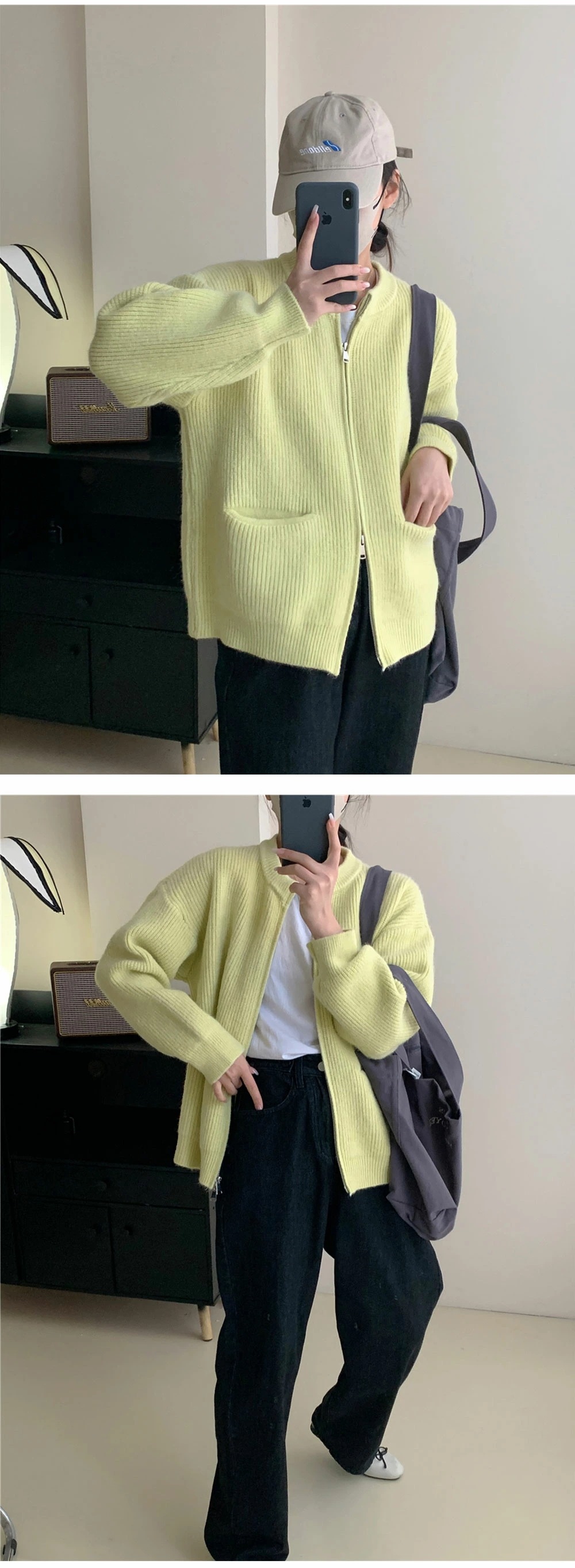 , ニットジャケット カーディガン ニットカーディガン ダブルジップ付き レディース ニット カーディガン 秋 ジップ付き トップス ニットウェア おしゃれ 無地 シンプル あたたか 体型カバー 保温