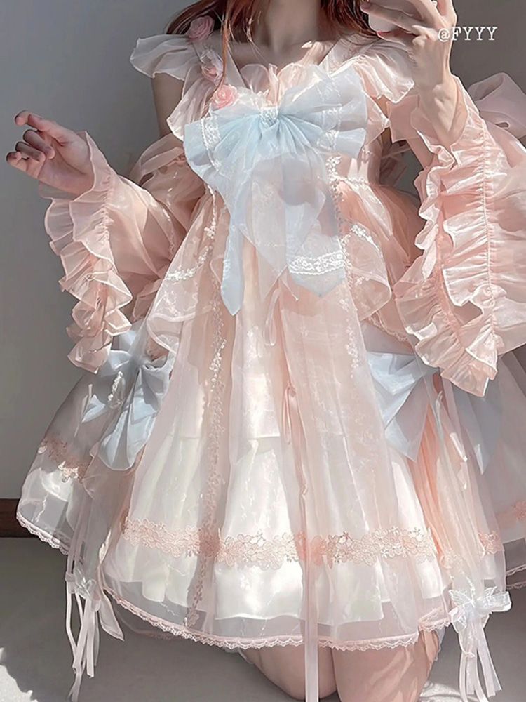 【リボン送り】可愛い仙気中華風lolitaワンピース女性洋服ロリータ姫スカート