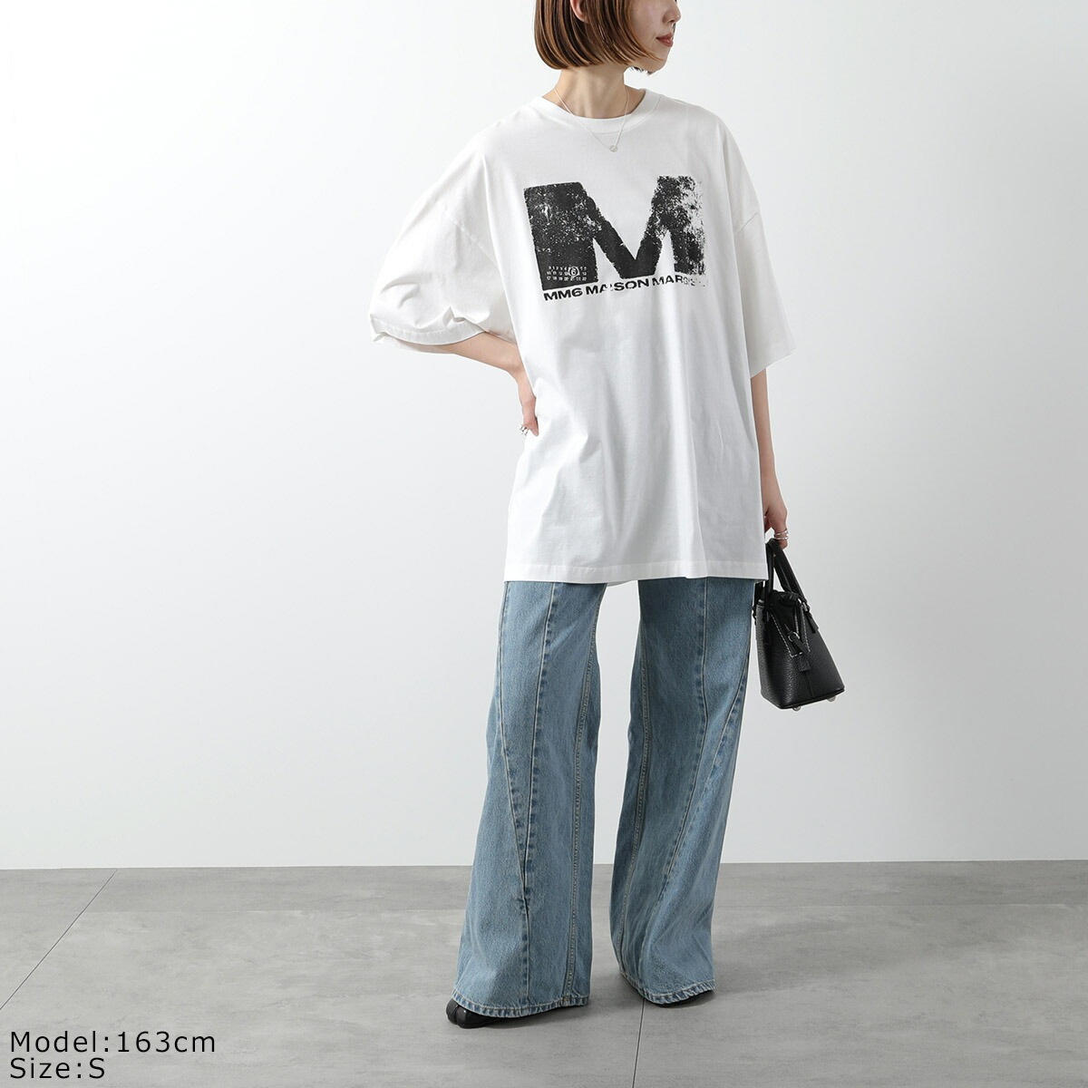 MM6 エムエムシックス メゾンマルジェラ Tシャツ S52GC0342 S24312 レディース 半袖 カットソー クルーネック オーバーサイズ ロゴT カラ