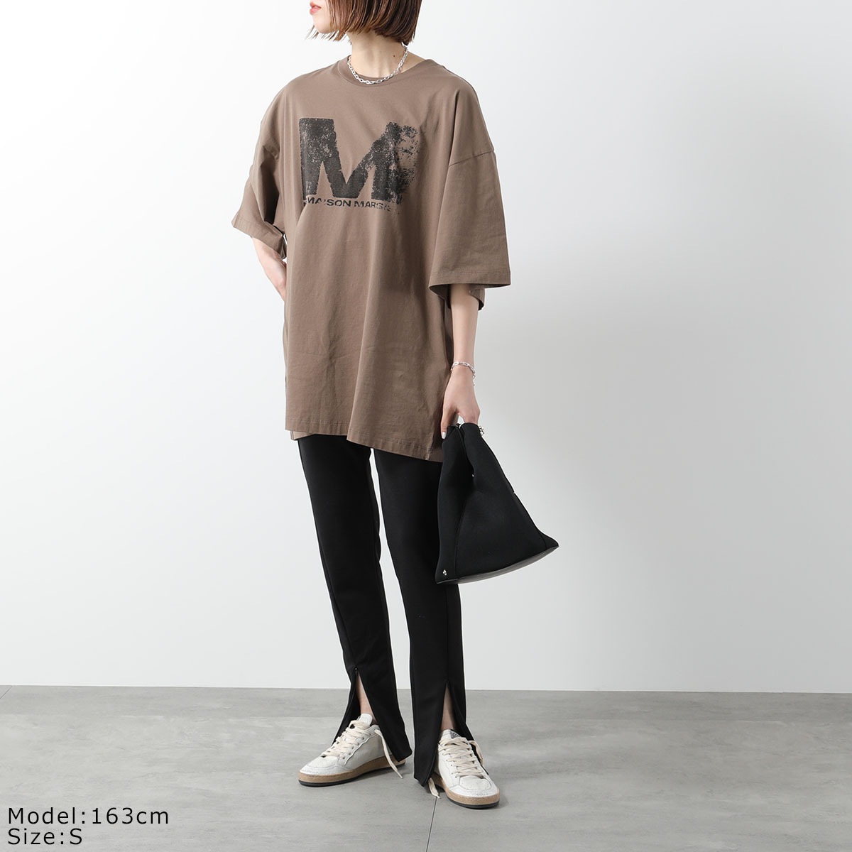 MM6 エムエムシックス メゾンマルジェラ Tシャツ S52GC0342 S24312 レディース 半袖 カットソー クルーネック オーバーサイズ ロゴT カラ