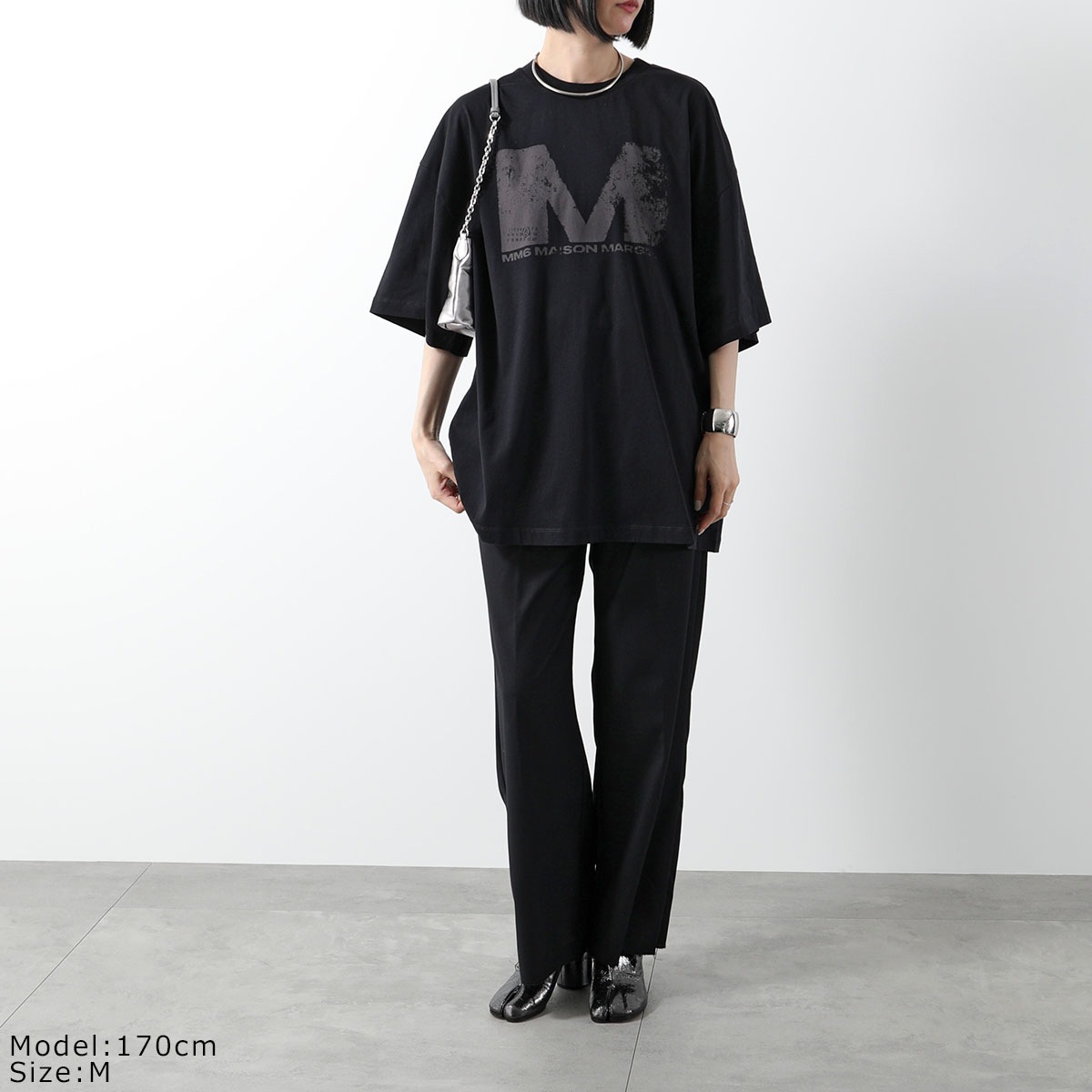 MM6 エムエムシックス メゾンマルジェラ Tシャツ S52GC0342 S24312 レディース 半袖 カットソー クルーネック オーバーサイズ ロゴT カラ