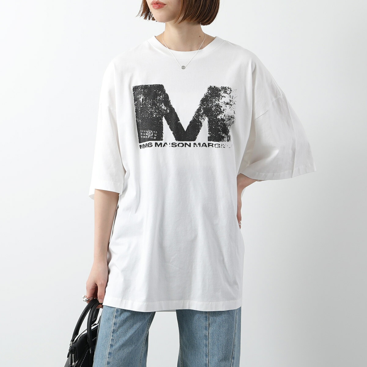 MM6 エムエムシックス メゾンマルジェラ Tシャツ S52GC0342 S24312 レディース 半袖 カットソー クルーネック オーバーサイズ ロゴT カラ