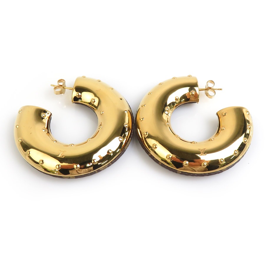 ルイ ヴィトン LOUIS VUITTON ピアス モノグラム ブックル ドレイユ フープ ワイルドLV メタル ブラウン×ゴールド レディース M00473 r10442k ルイ ヴィトン LOUIS VUITTON ピアス モノグラム ブックル ドレイユ フープ ワイルドLV メタル ブラウン×ゴールド レディース M00473 r10442k