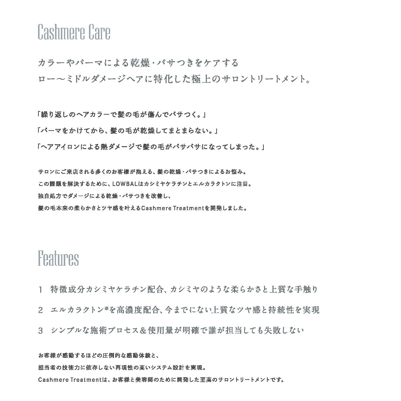 [国内正規品]カシミヤトリートメント No.1 380ｍｌ トリートメント ベタつかない 高保湿　うねりシルク 上質 ツヤ感 有効成分 熱ダメージ 予防 補修 エルカラクトン