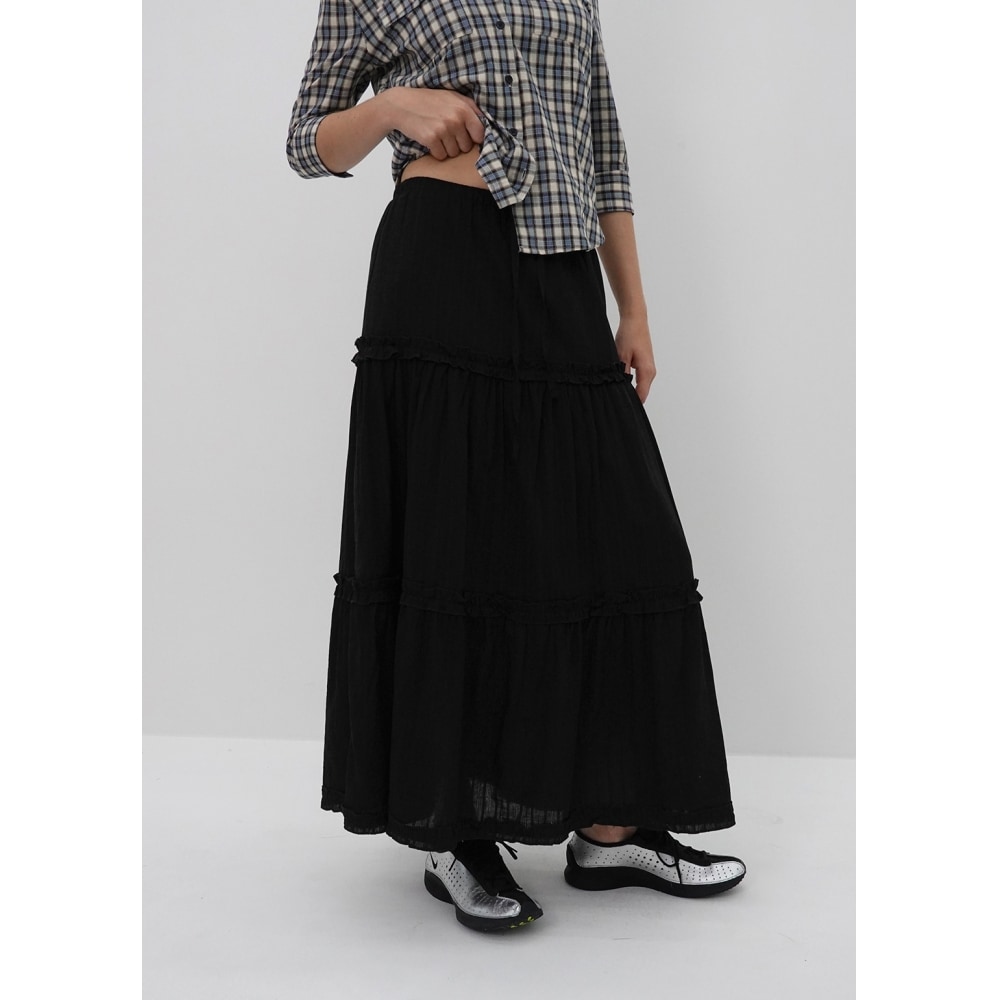 ブラックアップ [MADE] バーヘン フレア ロングスカート