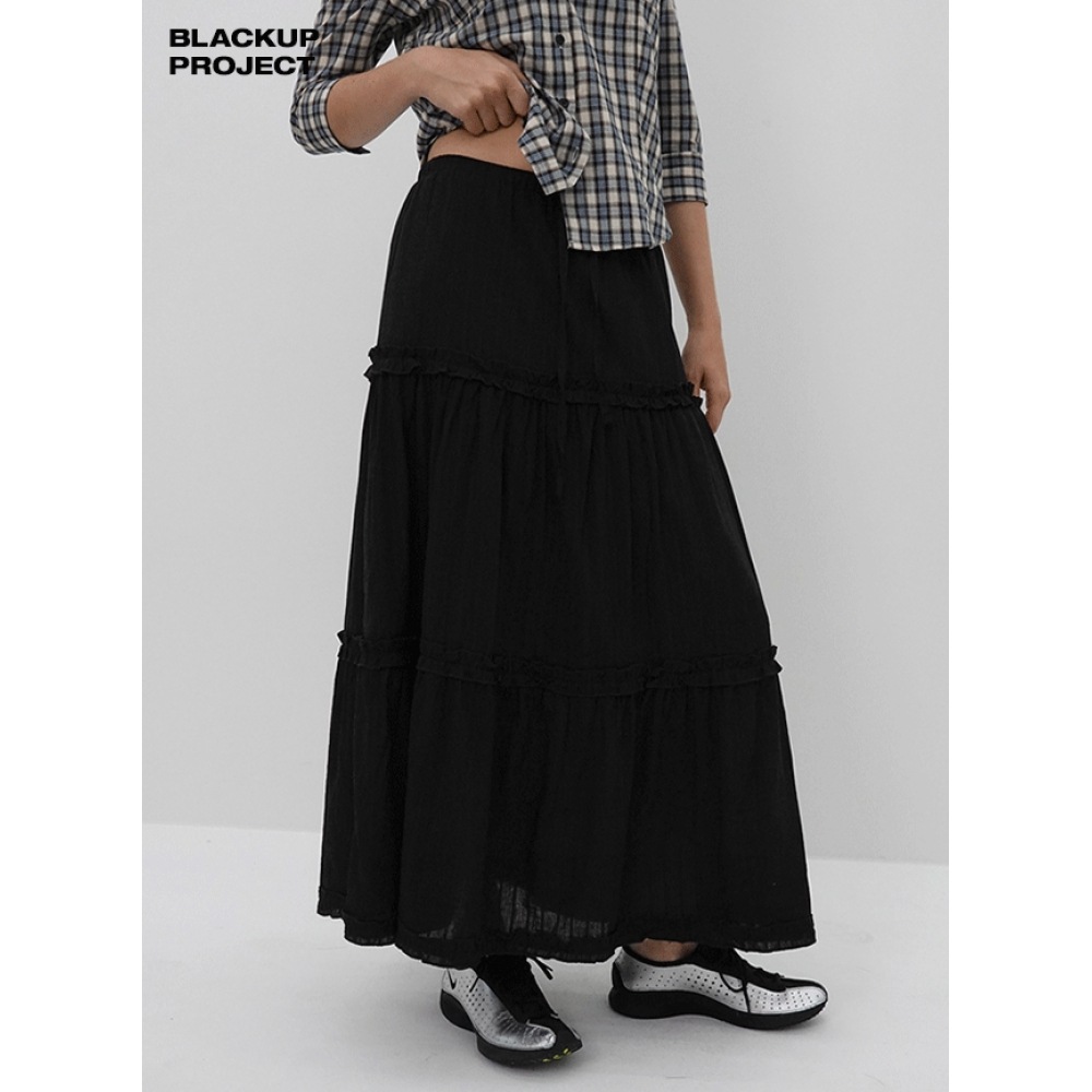 ブラックアップ [MADE] バーヘン フレア ロングスカート