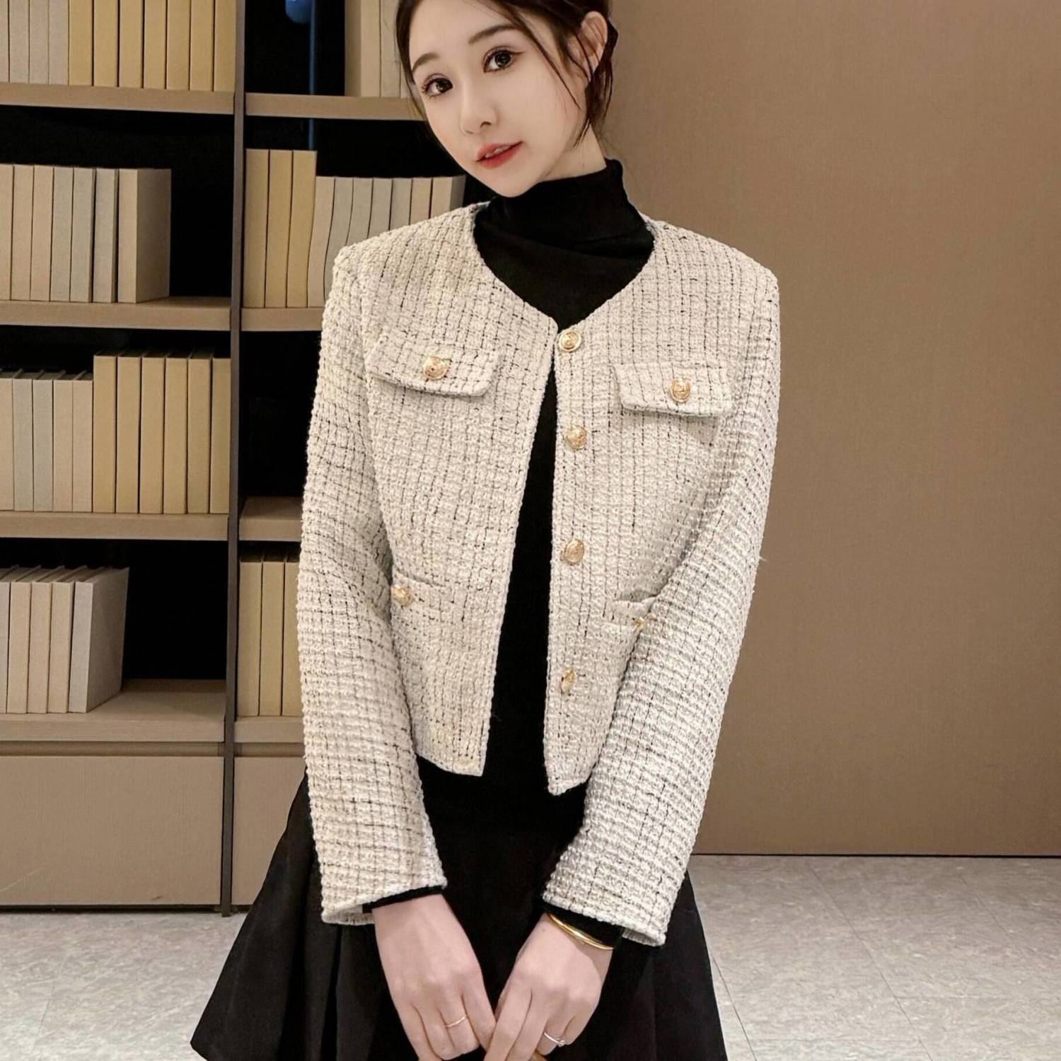 24新型流行ファッション気質優雅で洗練された小香風上着韓国版ファッションの短いコート女性 24新型流行ファッション気質優雅で洗練された小香風上着韓国版ファッションの短いコート女性